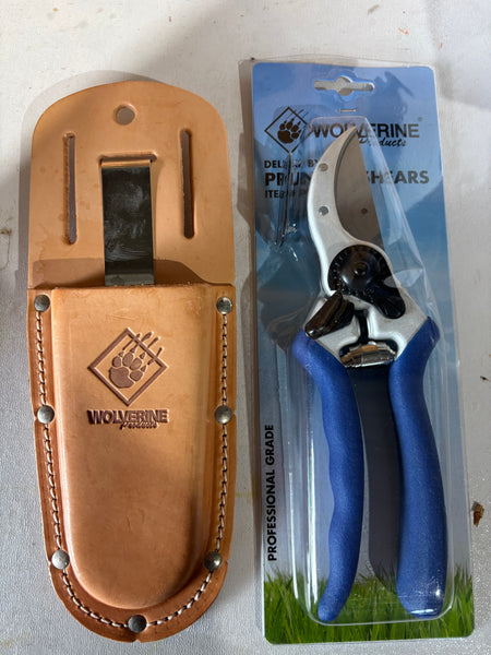 Professional grade pruners with leather holster